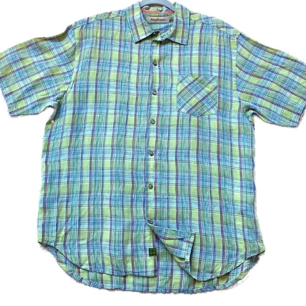 Tommy Bahama plaid linen shirt